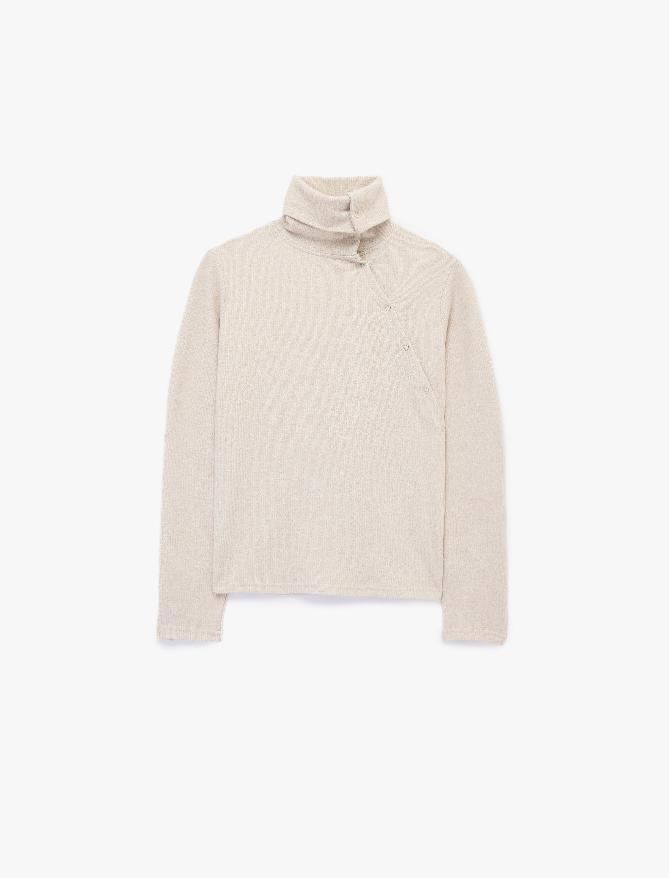   Slim Fit Yumuşak Dokulu Uzun Kollu Düğme Detaylı Dik Yaka Sweatshirt