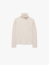 Slim Fit Yumuşak Dokulu Uzun Kollu Düğme Detaylı Dik Yaka Sweatshirt