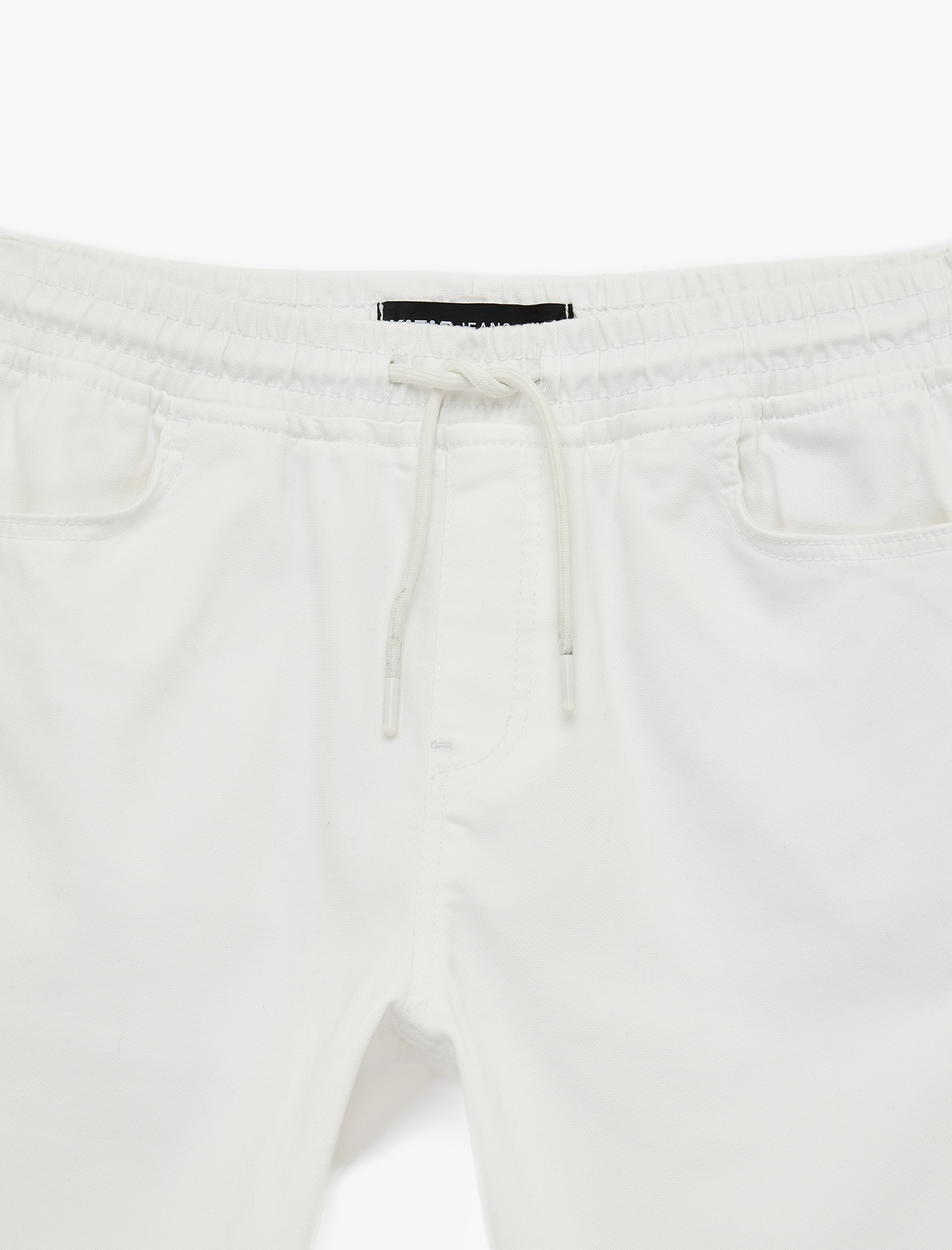   Pamuklu Bermuda Cepli Slim Fit Beli Bağcıklı Jean Şort