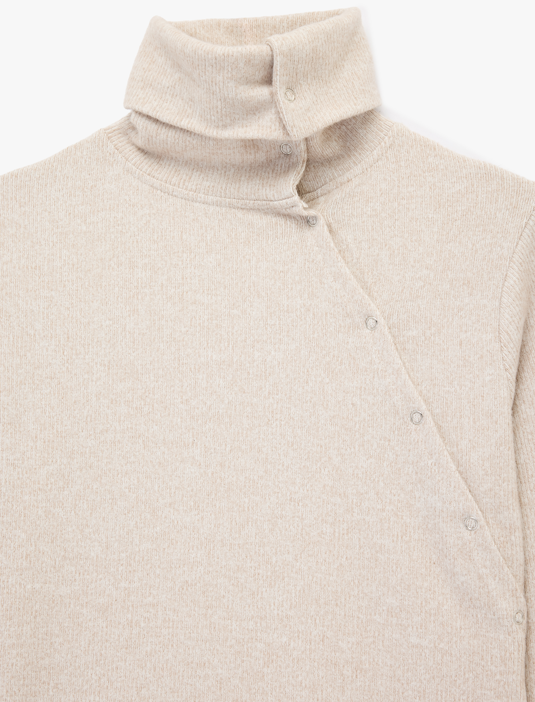   Slim Fit Yumuşak Dokulu Uzun Kollu Düğme Detaylı Dik Yaka Sweatshirt