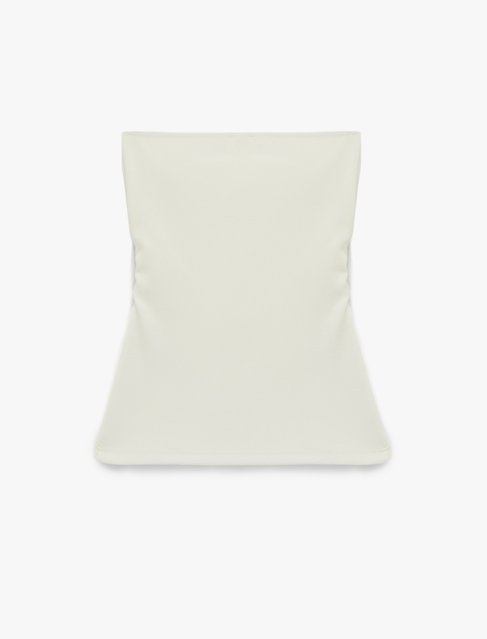  Slim Fit Drape Detaylı Straplez Top