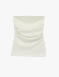 Slim Fit Drape Detaylı Straplez Top