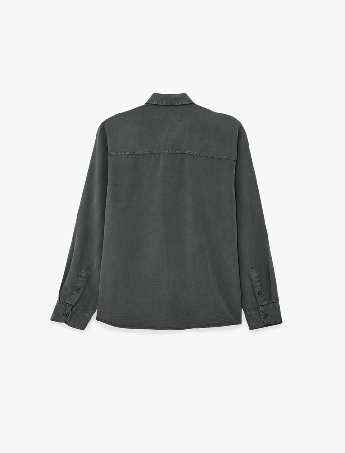  Regular Fit Düğmeli Uzun Kollu Klasik Yaka Gömlek