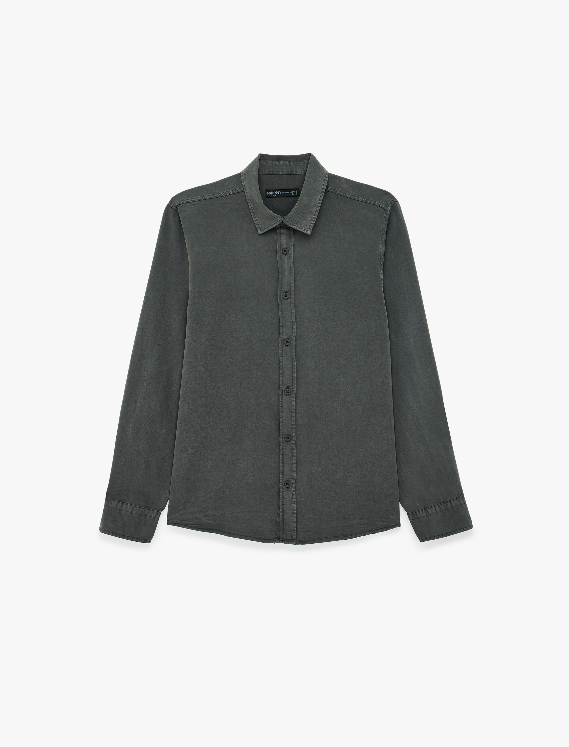   Regular Fit Düğmeli Uzun Kollu Klasik Yaka Gömlek