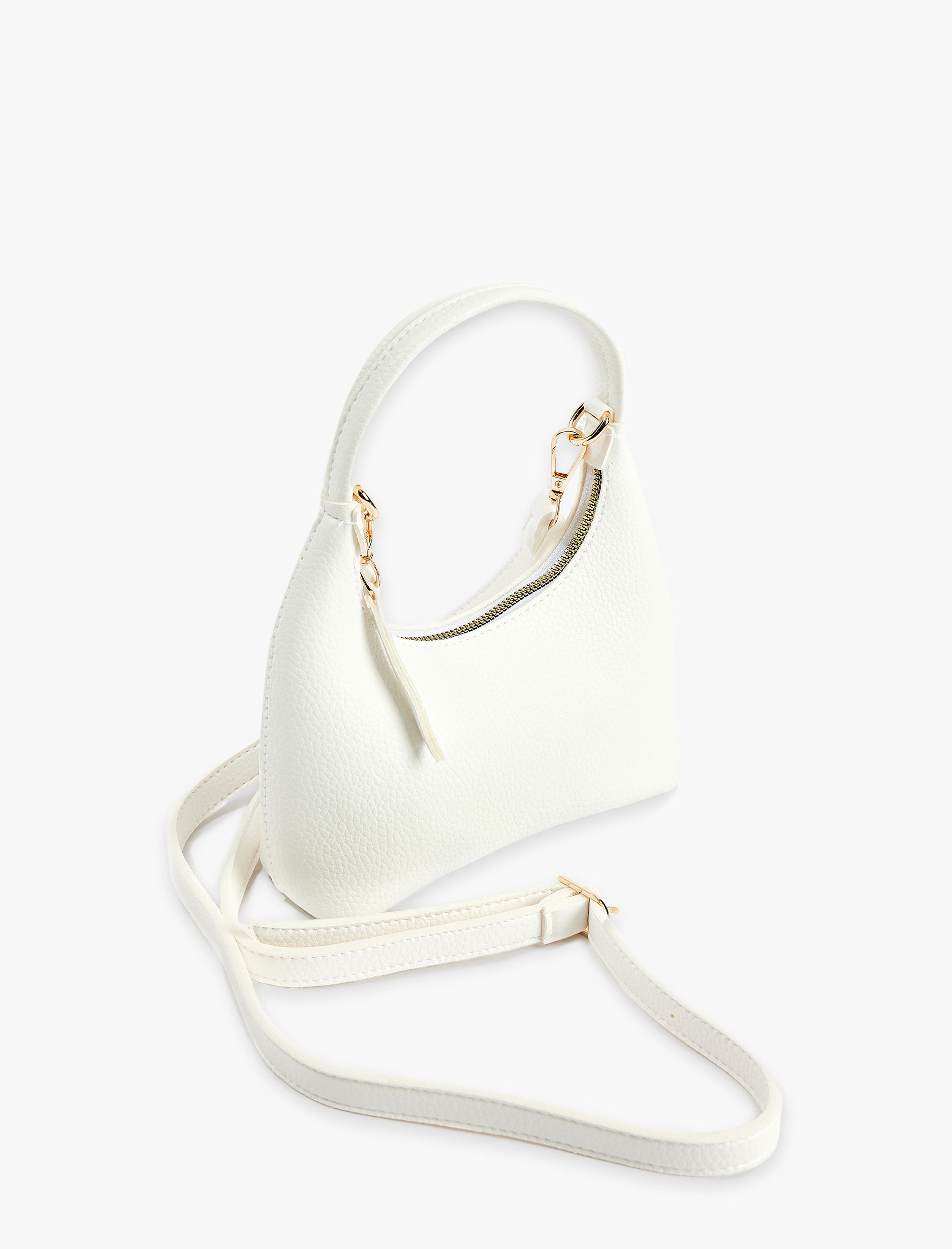  Kadın Fermuarlı Suni Deri Metal Aksesuarlı Oval El Çantası