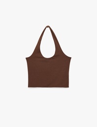 Halter Yaka Kolsuz Pamuklu Crop Bluz