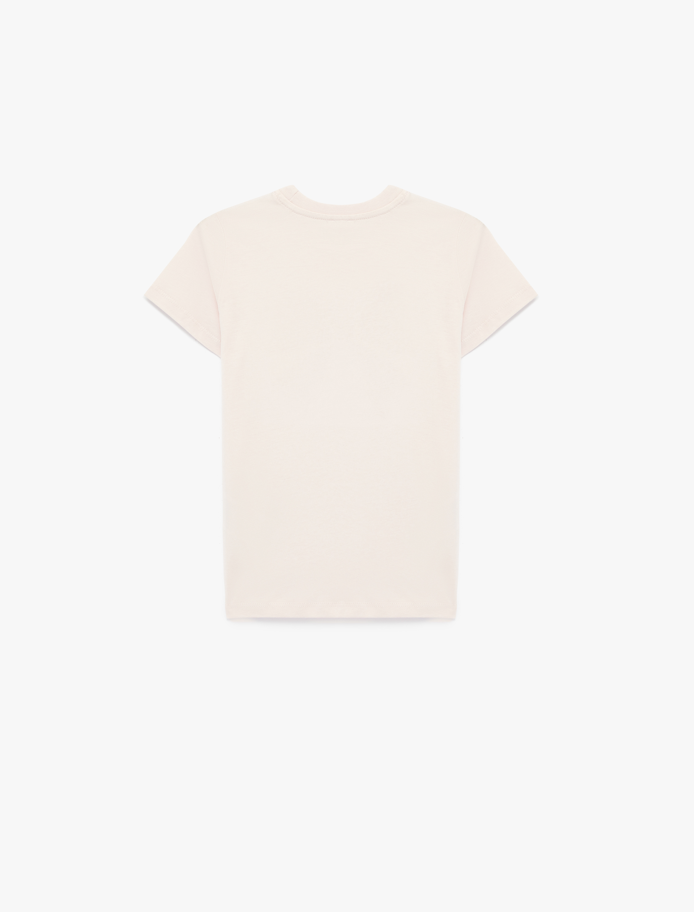  Kız Çocuk Pamuklu Kısa Kollu Bisiklet Yaka Fiyonklu Pullu Payetli Tişört