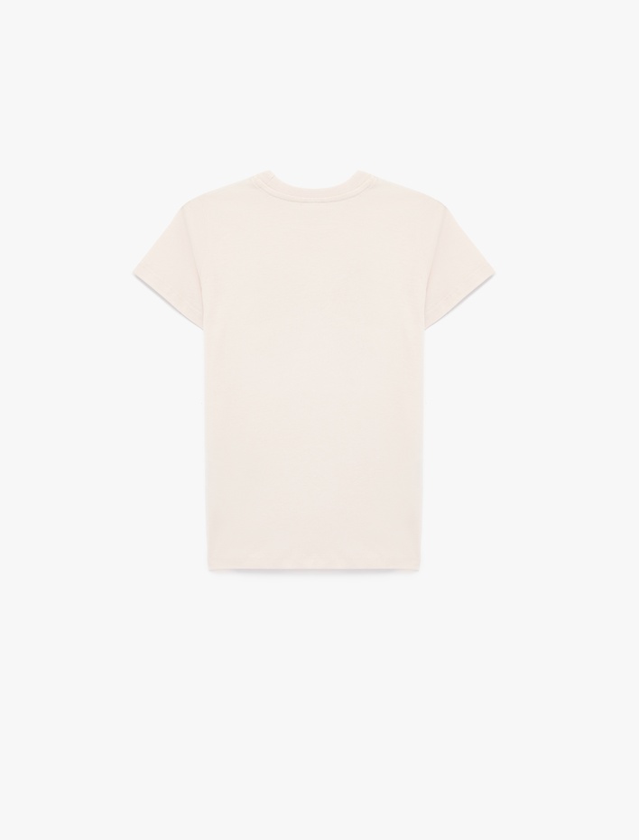 Kız Çocuk Pamuklu Kısa Kollu Bisiklet Yaka Fiyonklu Pullu Payetli Tişört