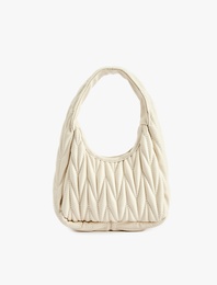 Dikiş Detaylı Suni Deri Fermuarlı El Çantası