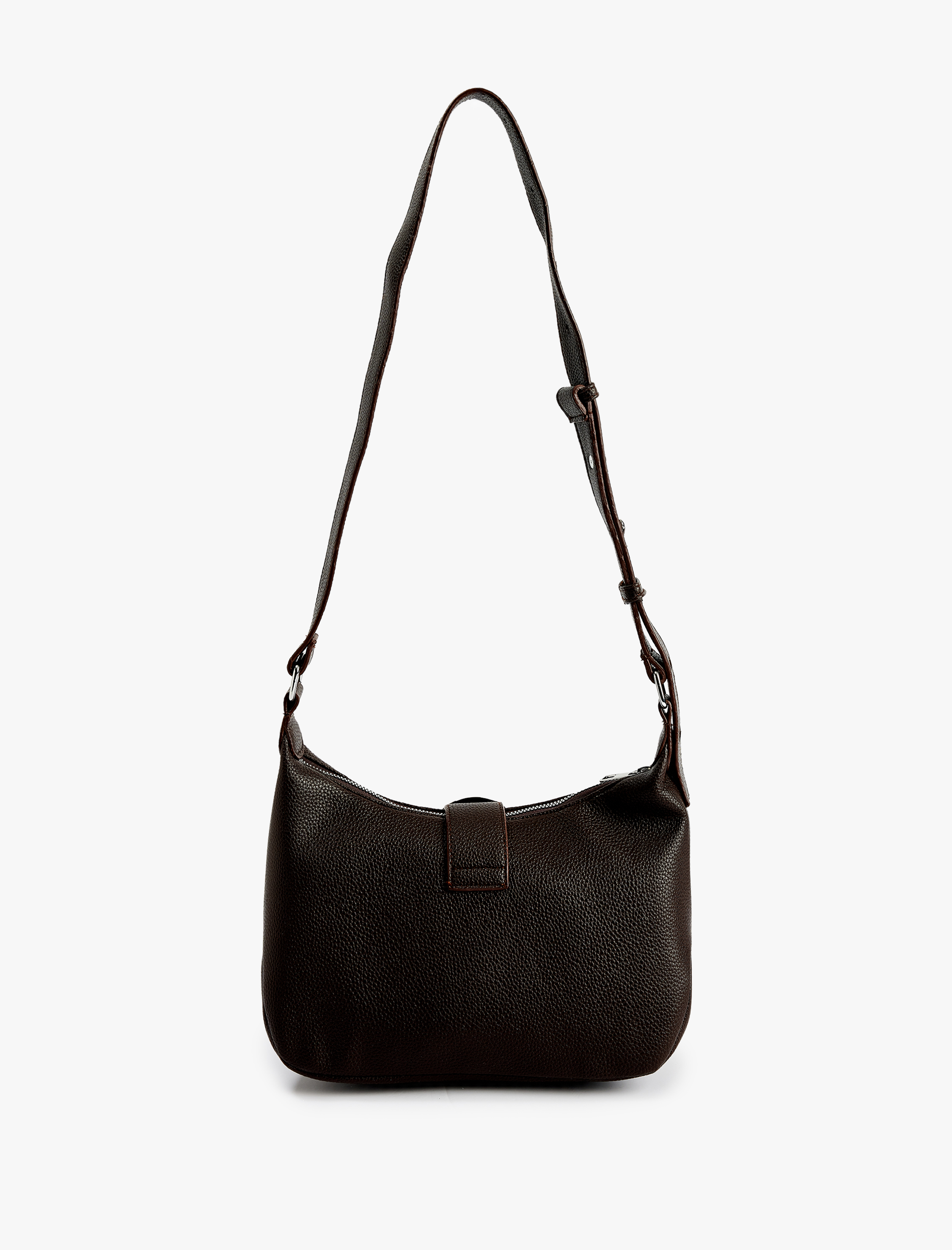  Kadın Fermuarlı Metal Tokalı Deri Görünümlü Omuz Çantası