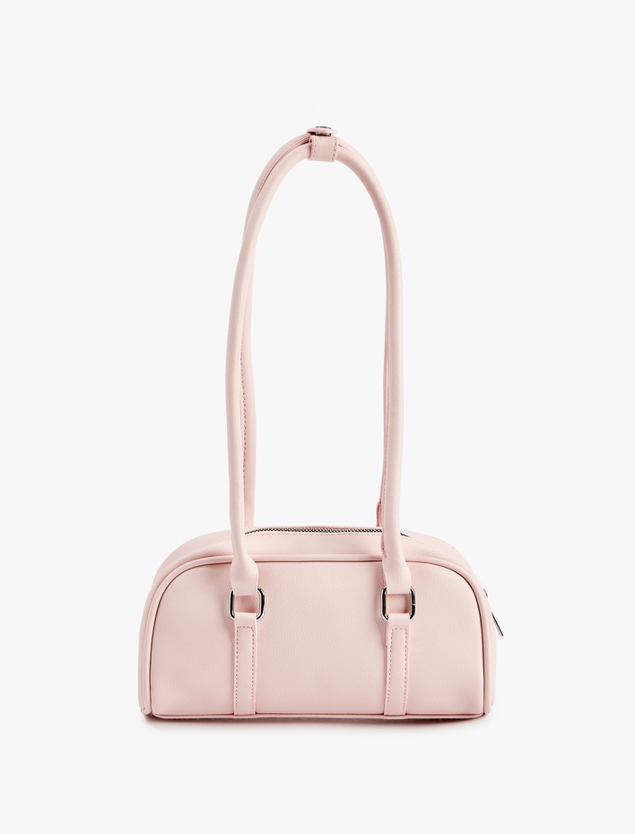 Kadın Suni Deri Fermuarlı Uzun Saplı Omuz Çantası