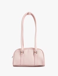 Suni Deri Fermuarlı Uzun Saplı Omuz Çantası