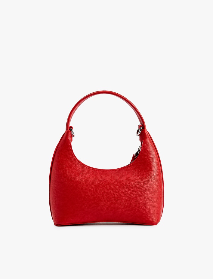 Kadın Suni Deri Fermuarlı Oval El Çantası