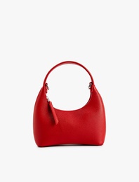 Suni Deri Fermuarlı Oval El Çantası