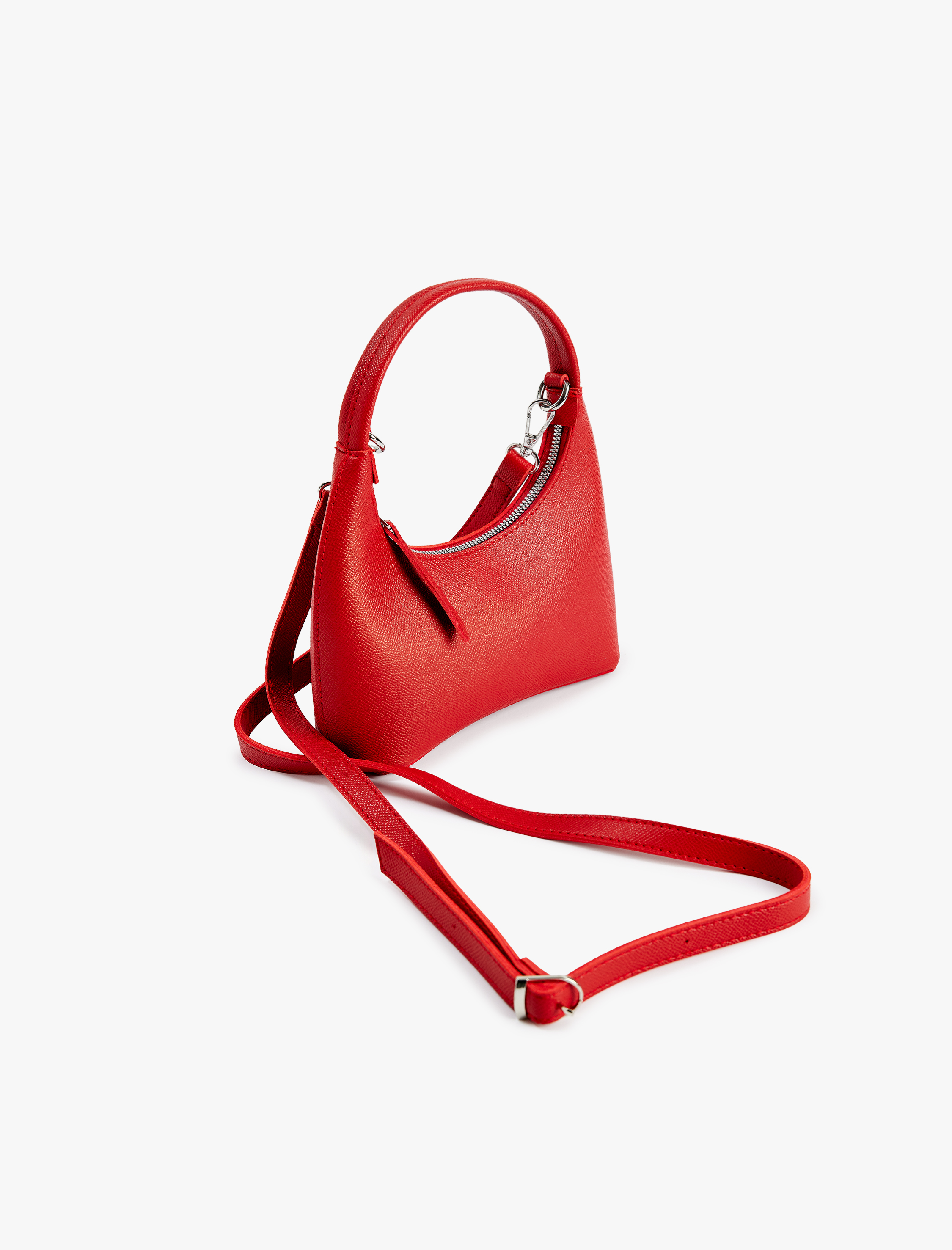  Kadın Suni Deri Fermuarlı Oval El Çantası