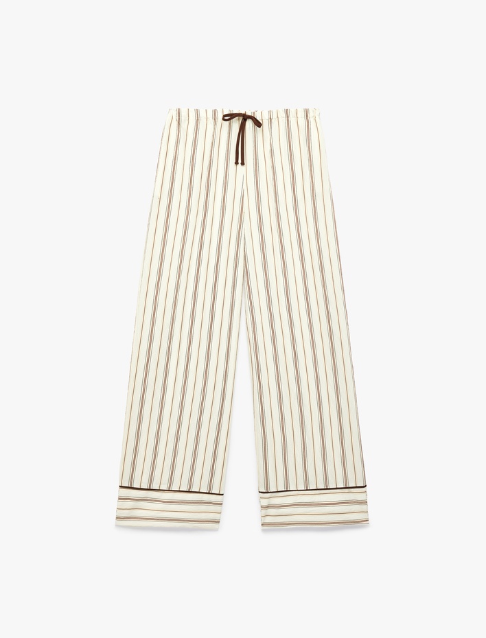  Beli Lastikli Rahat Kalıp Viskon Çizgili Pijama Altı