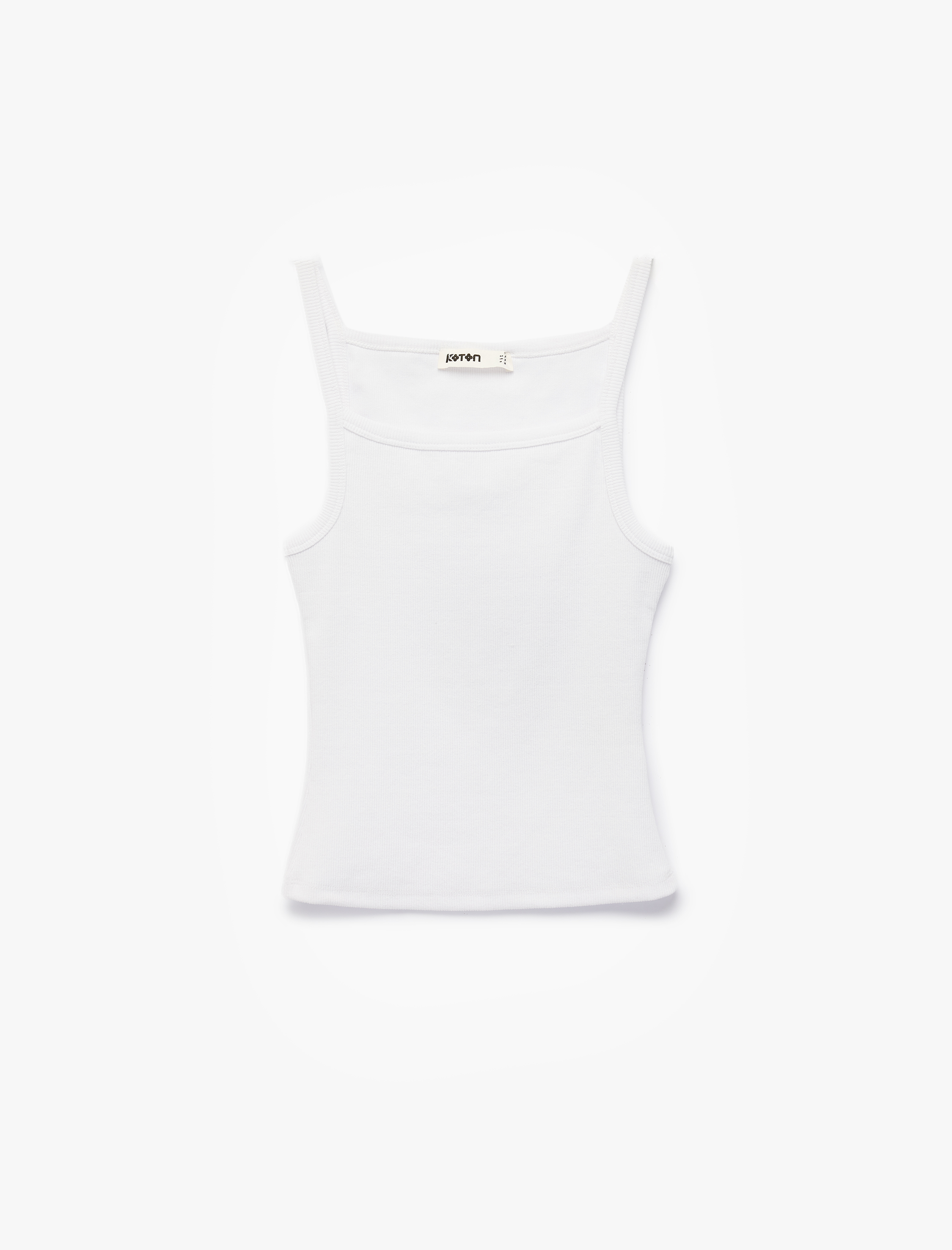   Slim Fit Ribanalı Kolsuz Kare Yaka Bluz