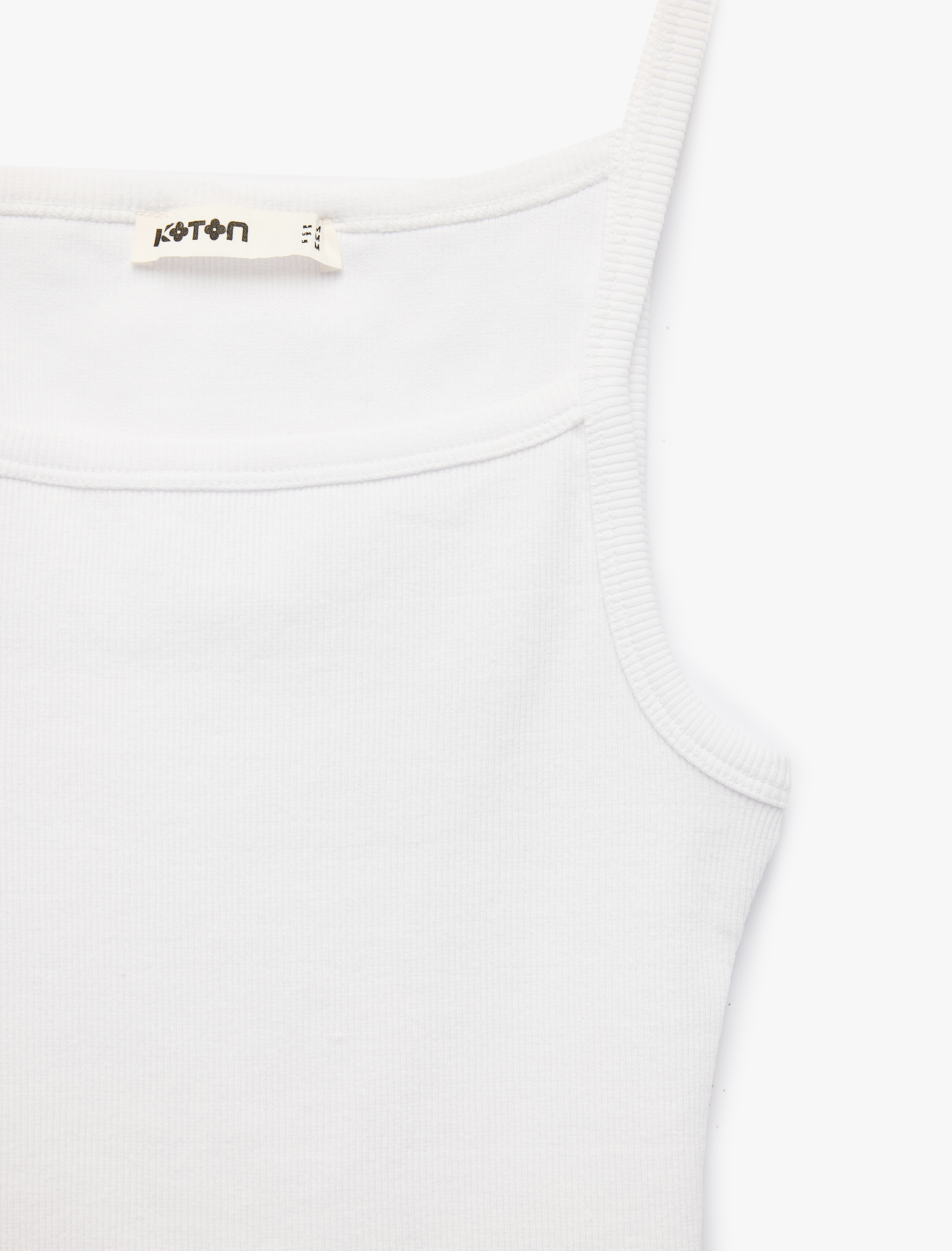   Slim Fit Ribanalı Kolsuz Kare Yaka Bluz