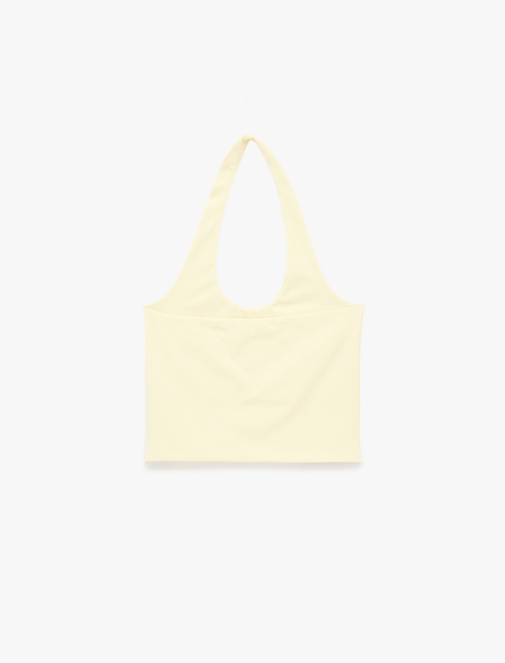  Halter Yaka Kolsuz Pamuklu Crop Bluz