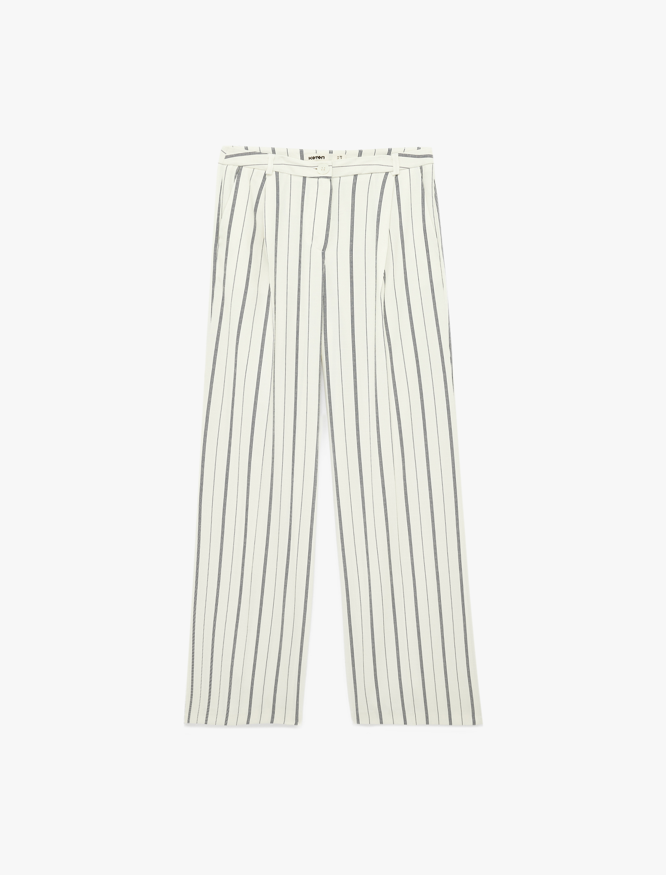   Cepli Pileli Çizgili Kumaş Pantolon