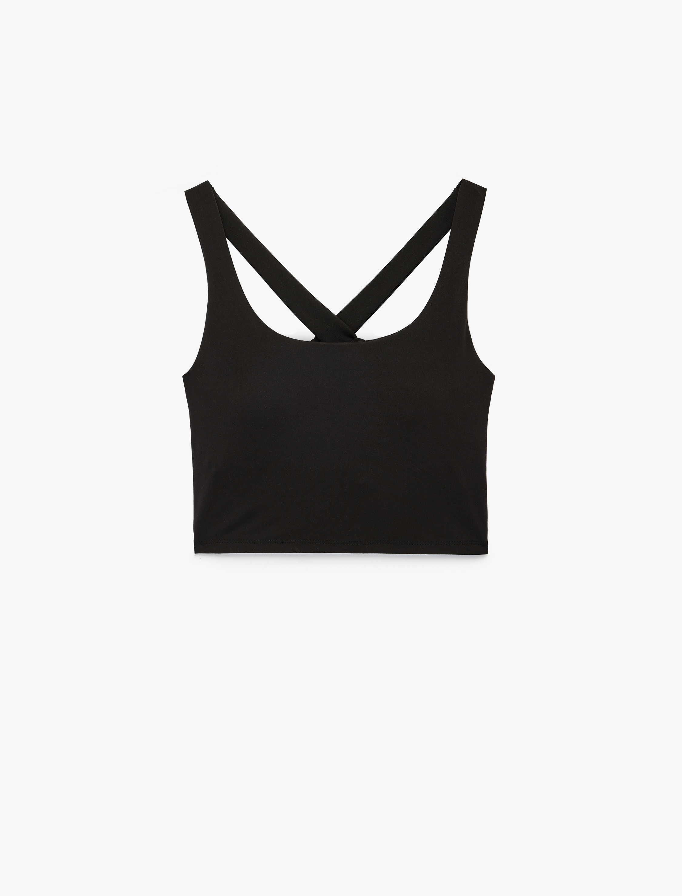   Çapraz Askılı U Yaka Kolsuz Crop Spor Bluz