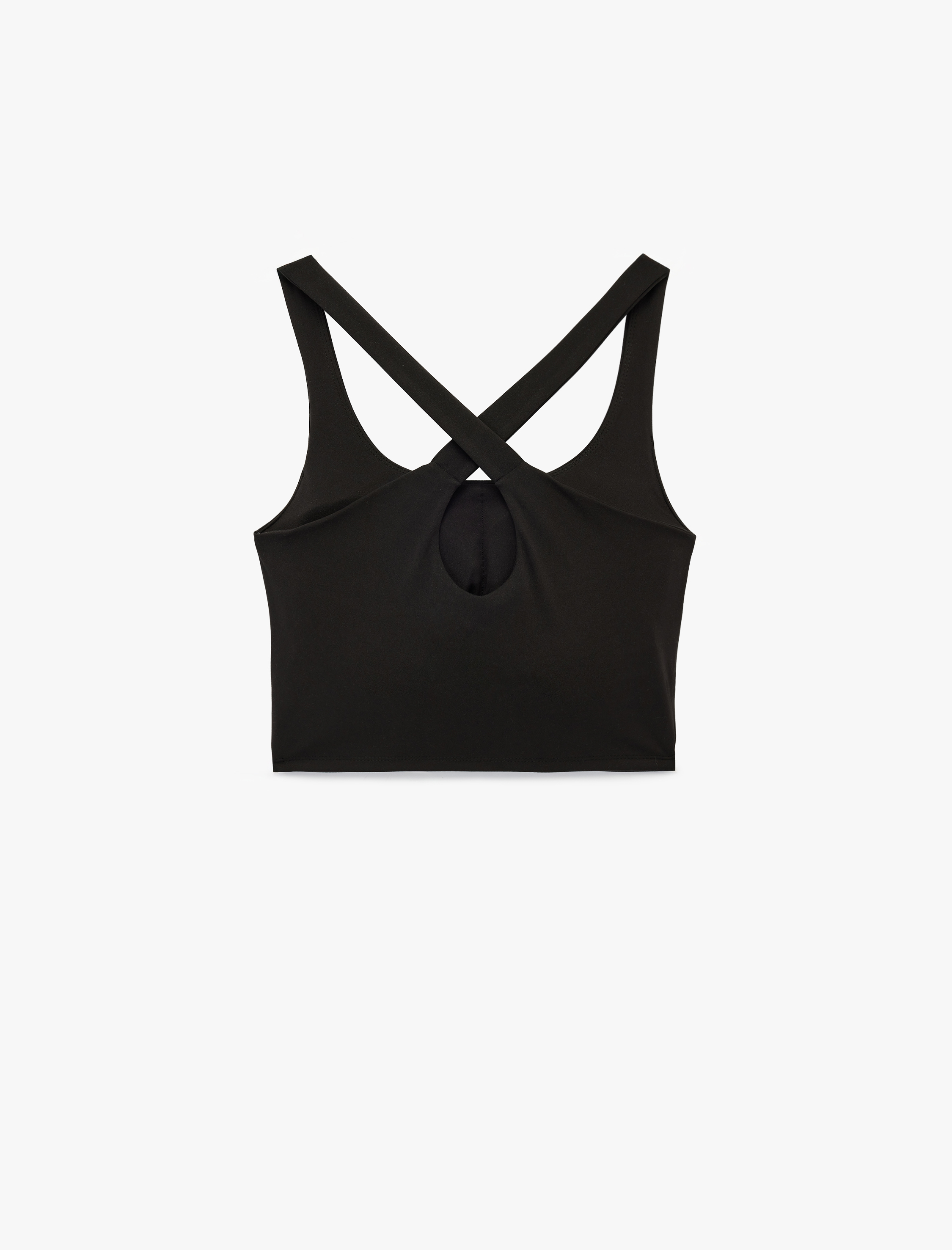   Çapraz Askılı U Yaka Kolsuz Crop Spor Bluz