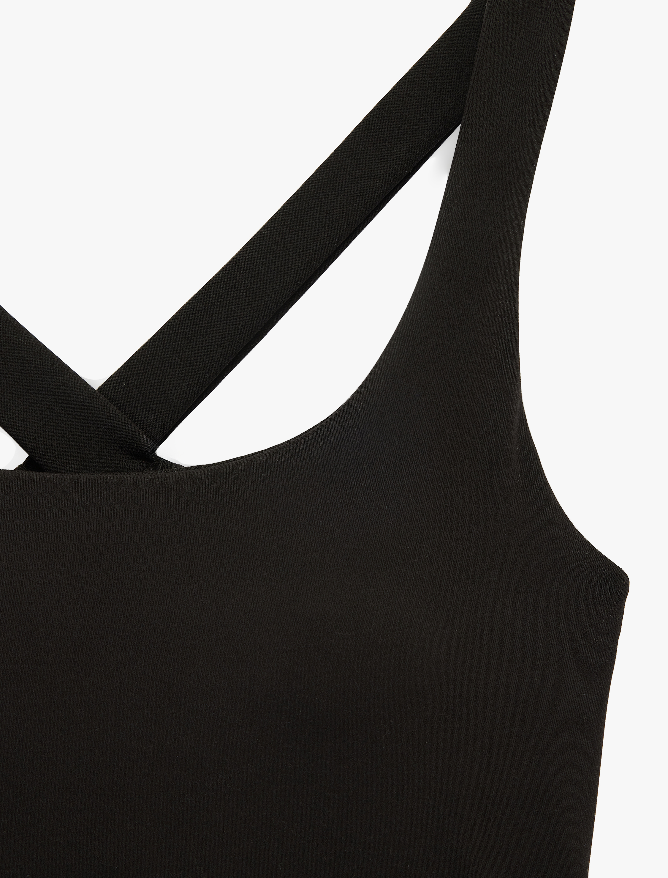   Çapraz Askılı U Yaka Kolsuz Crop Spor Bluz