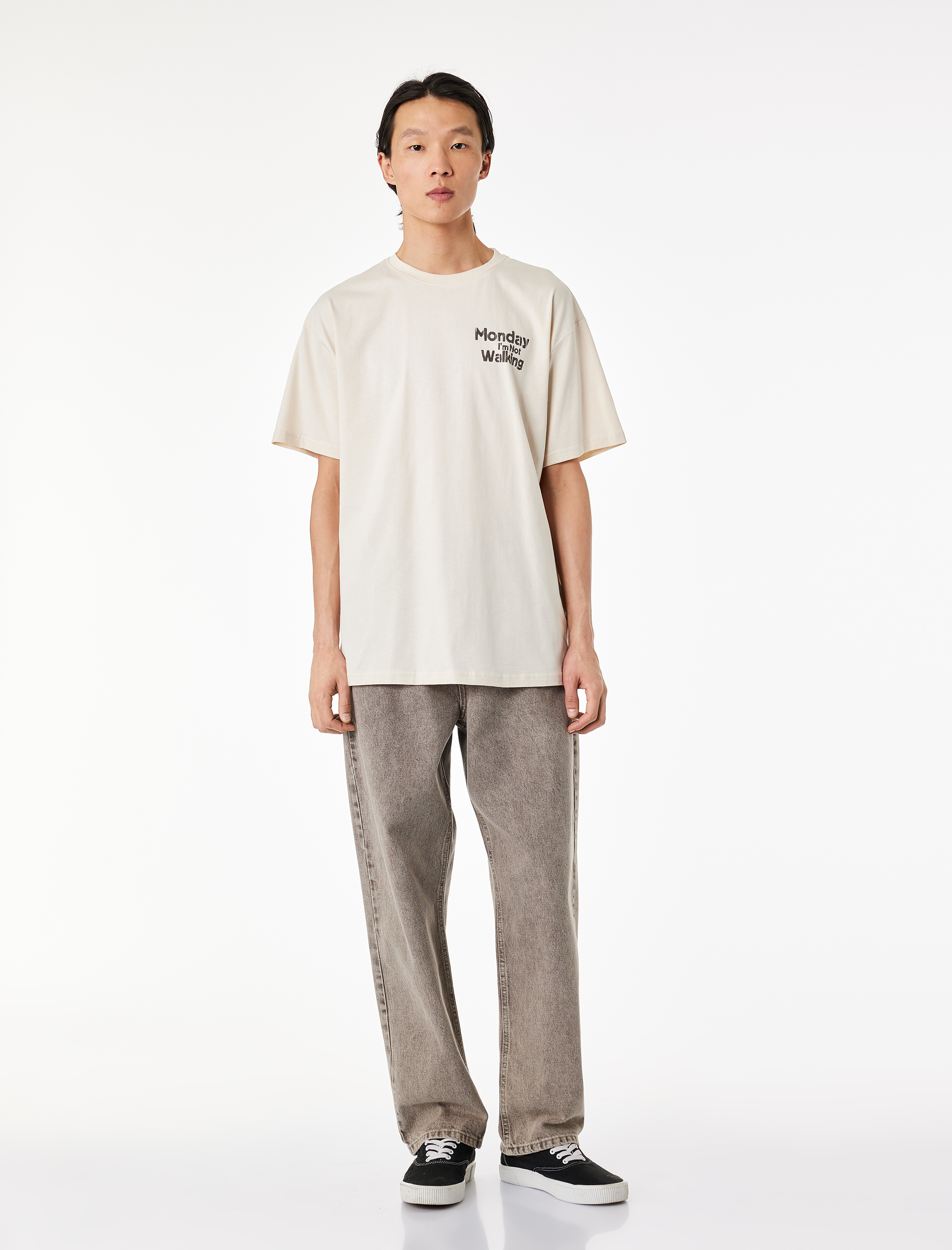   Regular Fit Kısa Kollu Bisiklet Yaka Pamuklu Baskılı Spor Tişört