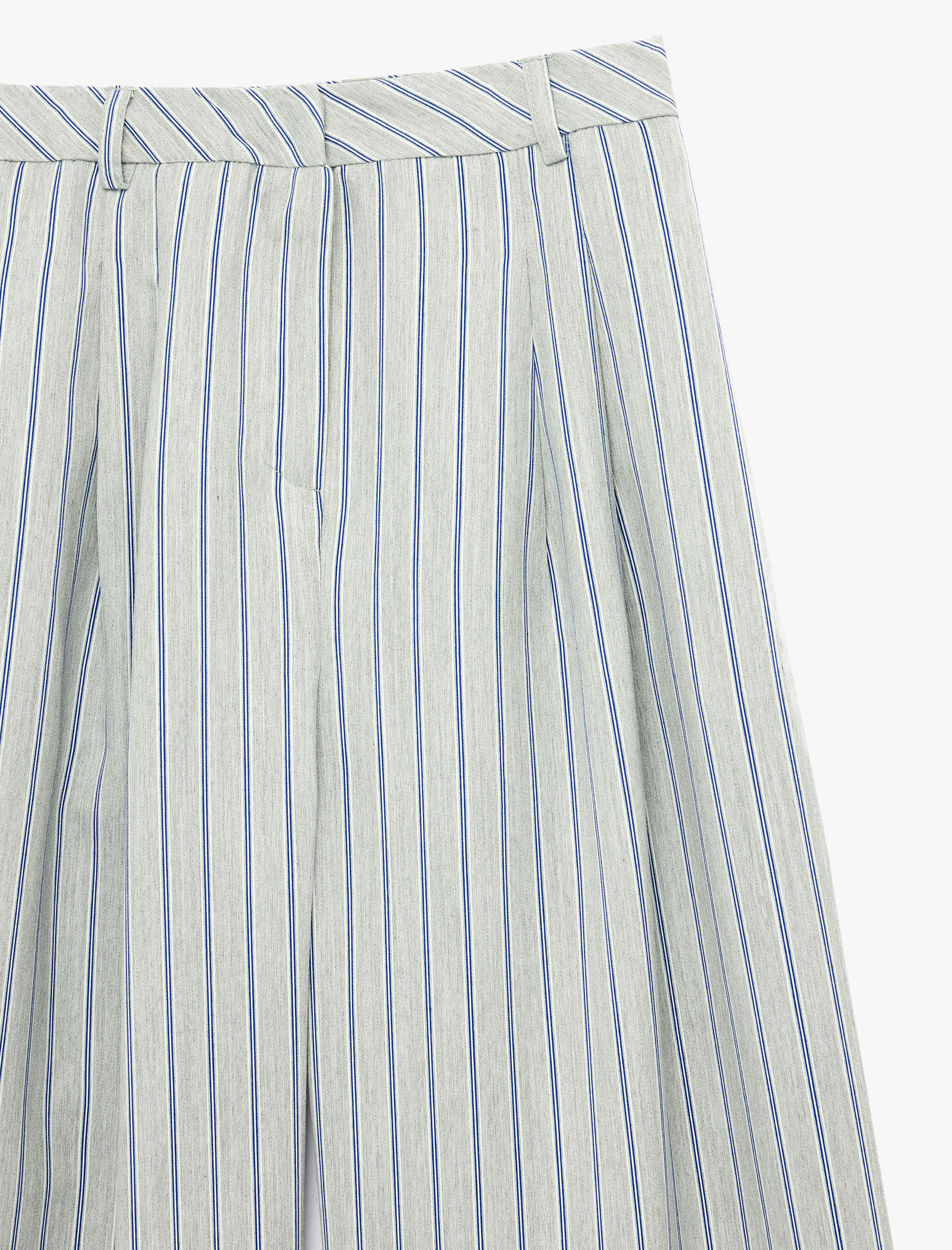   Viskon Karışımlı Çizgili Geniş Paça Pantolon