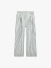 Viskon Karışımlı Çizgili Geniş Paça Pantolon