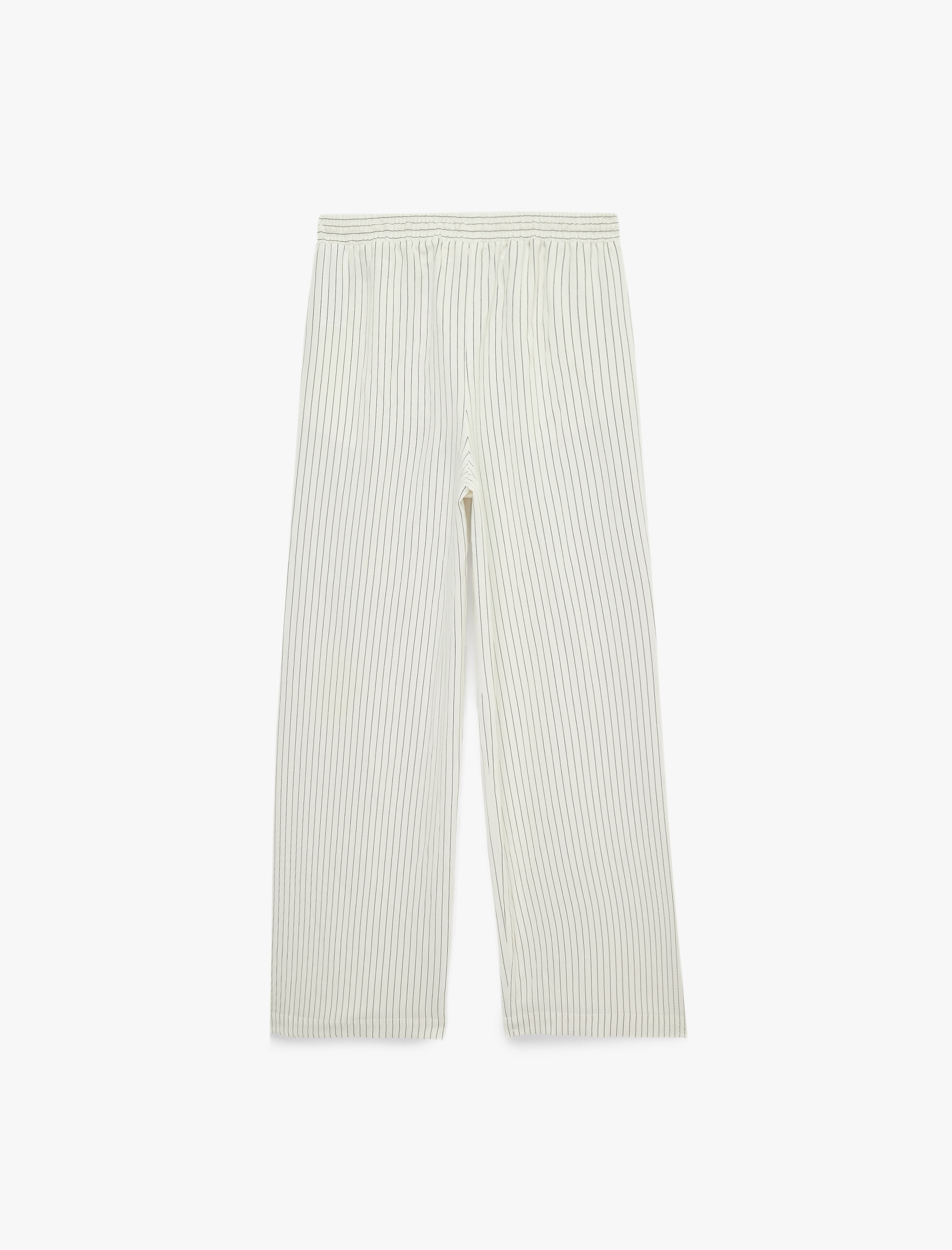   Beli Bağlamalı Cepli Geniş Paça Çizgili Pantolon