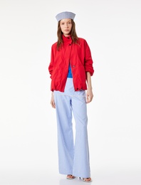 Geniş Paça Çizgili Etekli Pantolon