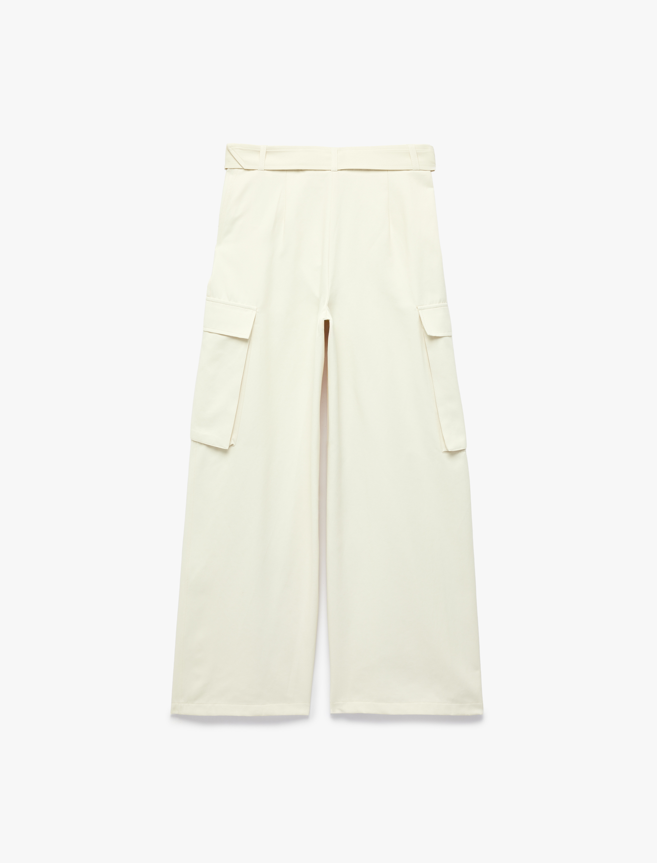   Kemer Detaylı Yüksek Bel Kargo Cepli Bol Pantolon