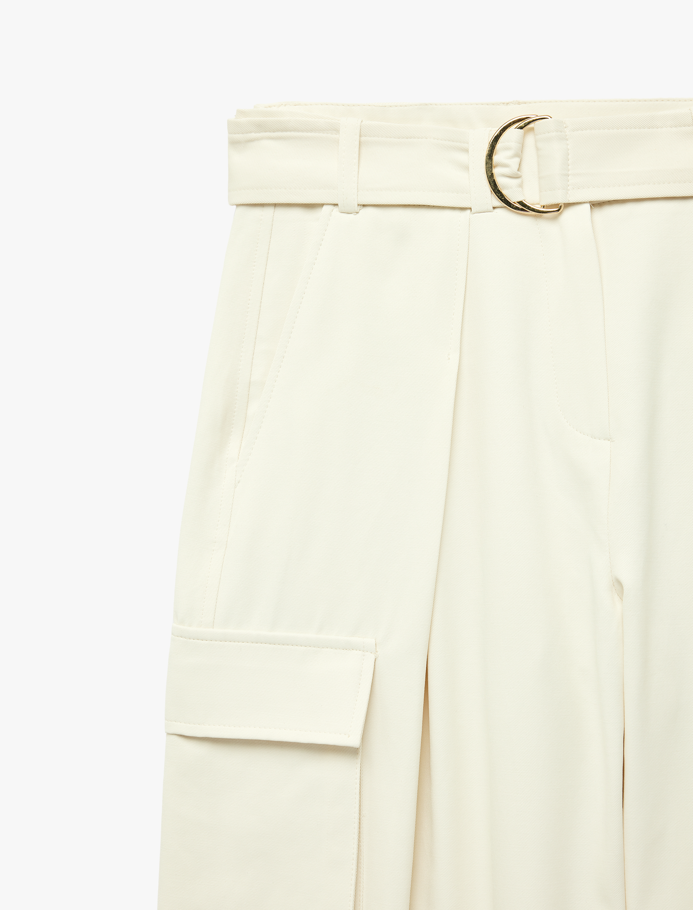   Kemer Detaylı Yüksek Bel Kargo Cepli Bol Pantolon