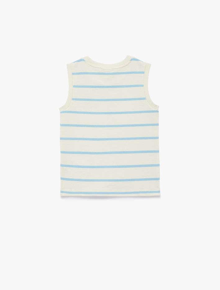 Erkek Bebek Pamuklu Kolsuz Bisiklet Yaka Çizgili Atlet