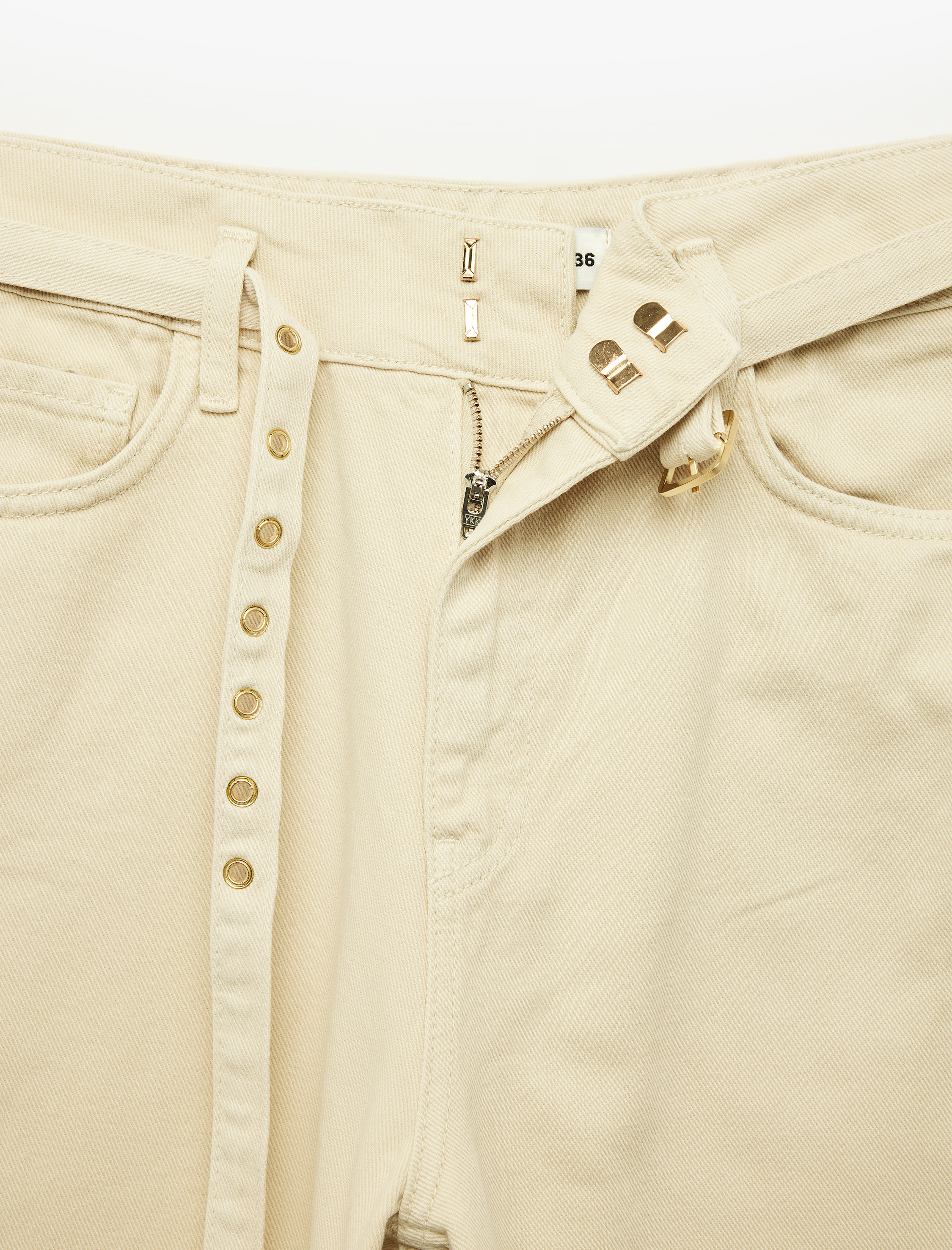   Pamuklu Yüksek Bel Kemerli Geniş Paça Pantolon - Wide Leg Jeans