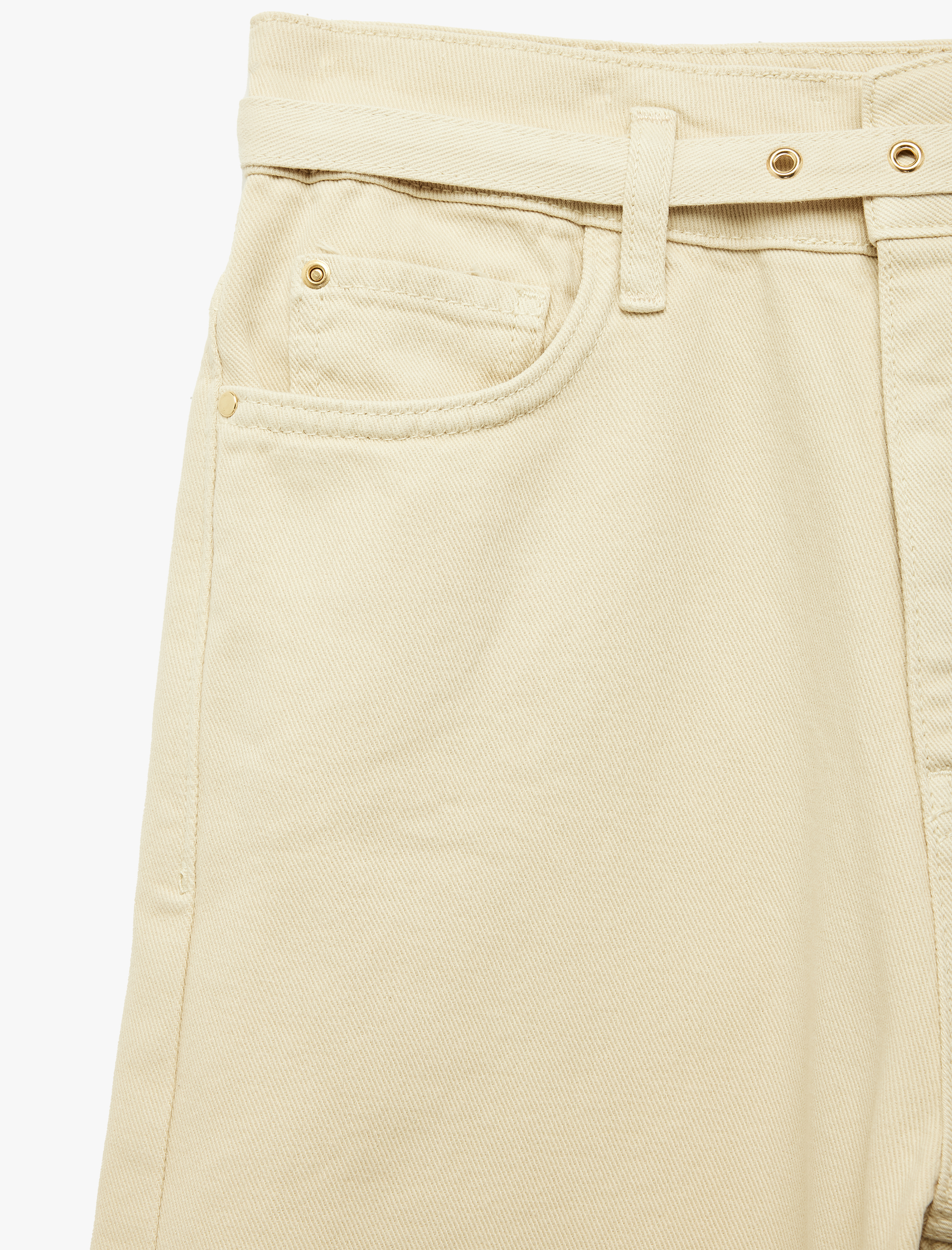   Pamuklu Yüksek Bel Kemerli Geniş Paça Pantolon - Wide Leg Jeans