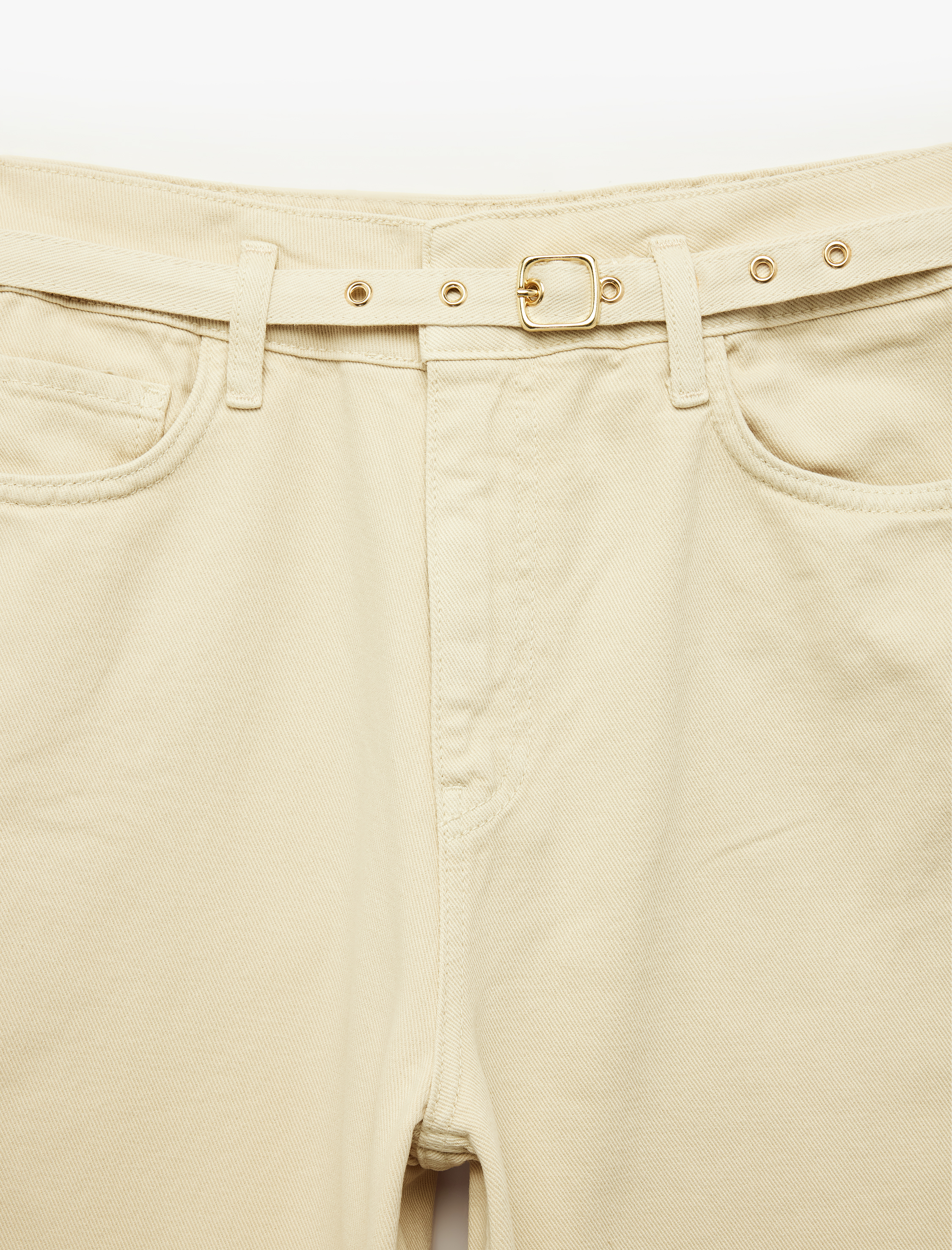   Pamuklu Yüksek Bel Kemerli Geniş Paça Pantolon - Wide Leg Jeans