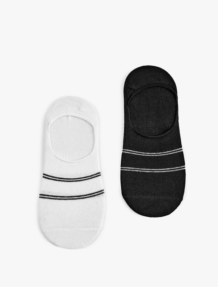 Erkek Pamuklu Çizgili 2'li Spor Çorabı Seti