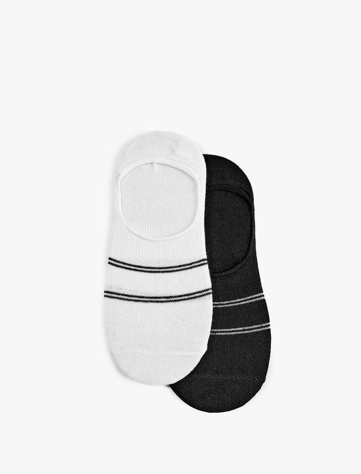Erkek Pamuklu Çizgili 2'li Spor Çorabı Seti