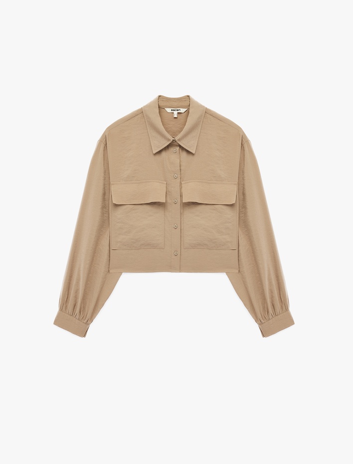  Modal Kumaş Kargo Cepli Uzun Kollu Gömlek