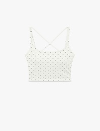 Slim Fit Çapraz Sırt Askılı Puantiyeli Kolsuz Sporcu Sütyeni