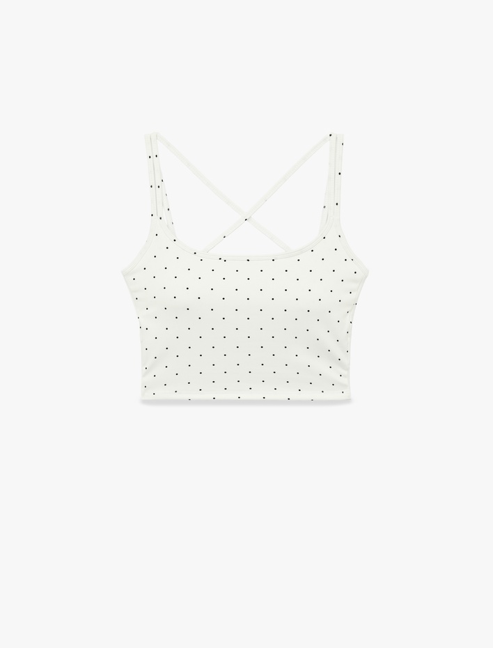  Slim Fit Çapraz Sırt Askılı Puantiyeli Kolsuz Sporcu Sütyeni