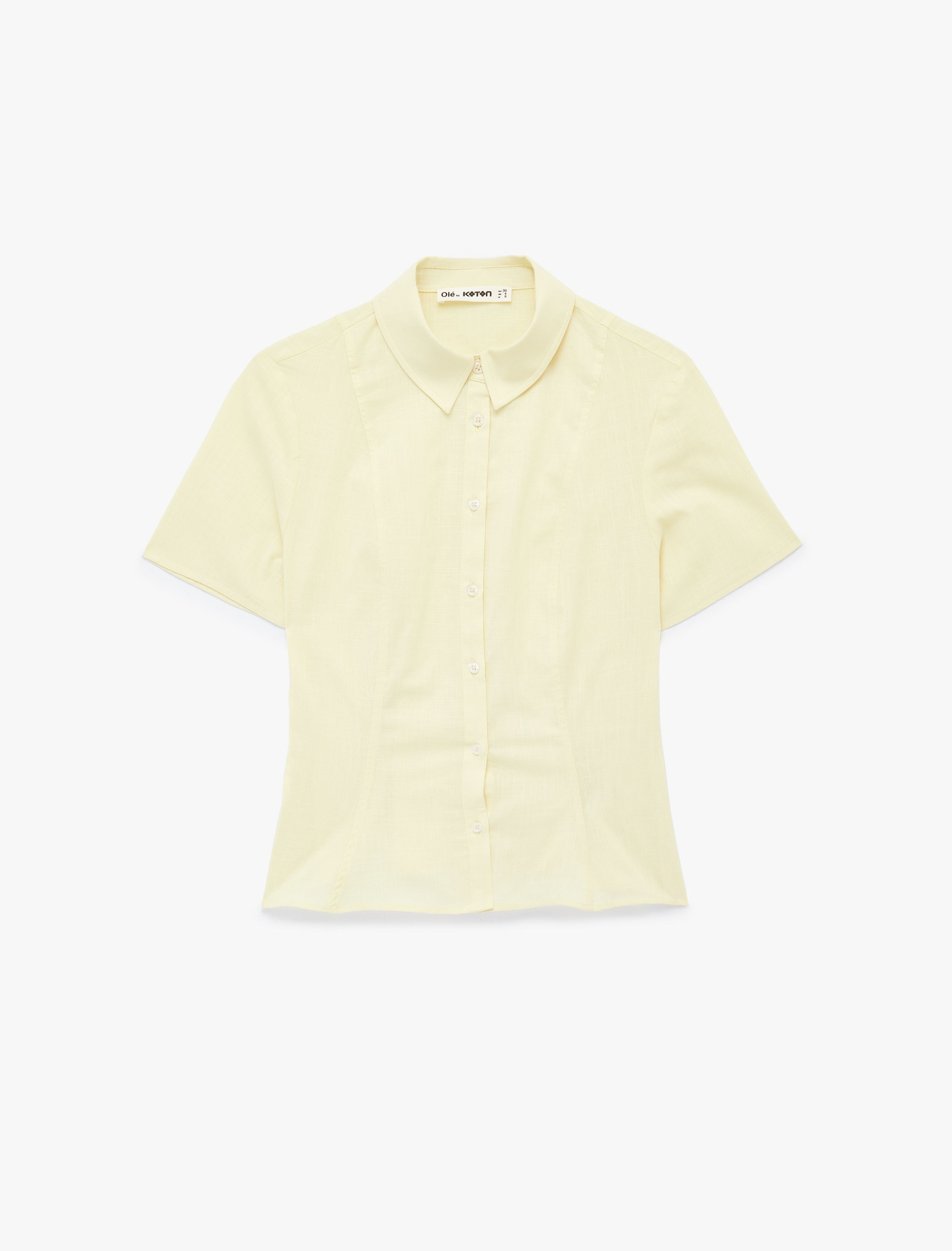   Slim Fit Kısa Kollu Klasik Yaka Düğmeli Pamuklu Gömlek