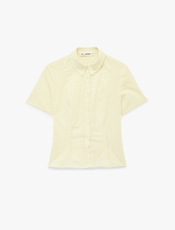 Slim Fit Kısa Kollu Klasik Yaka Düğmeli Pamuklu Gömlek