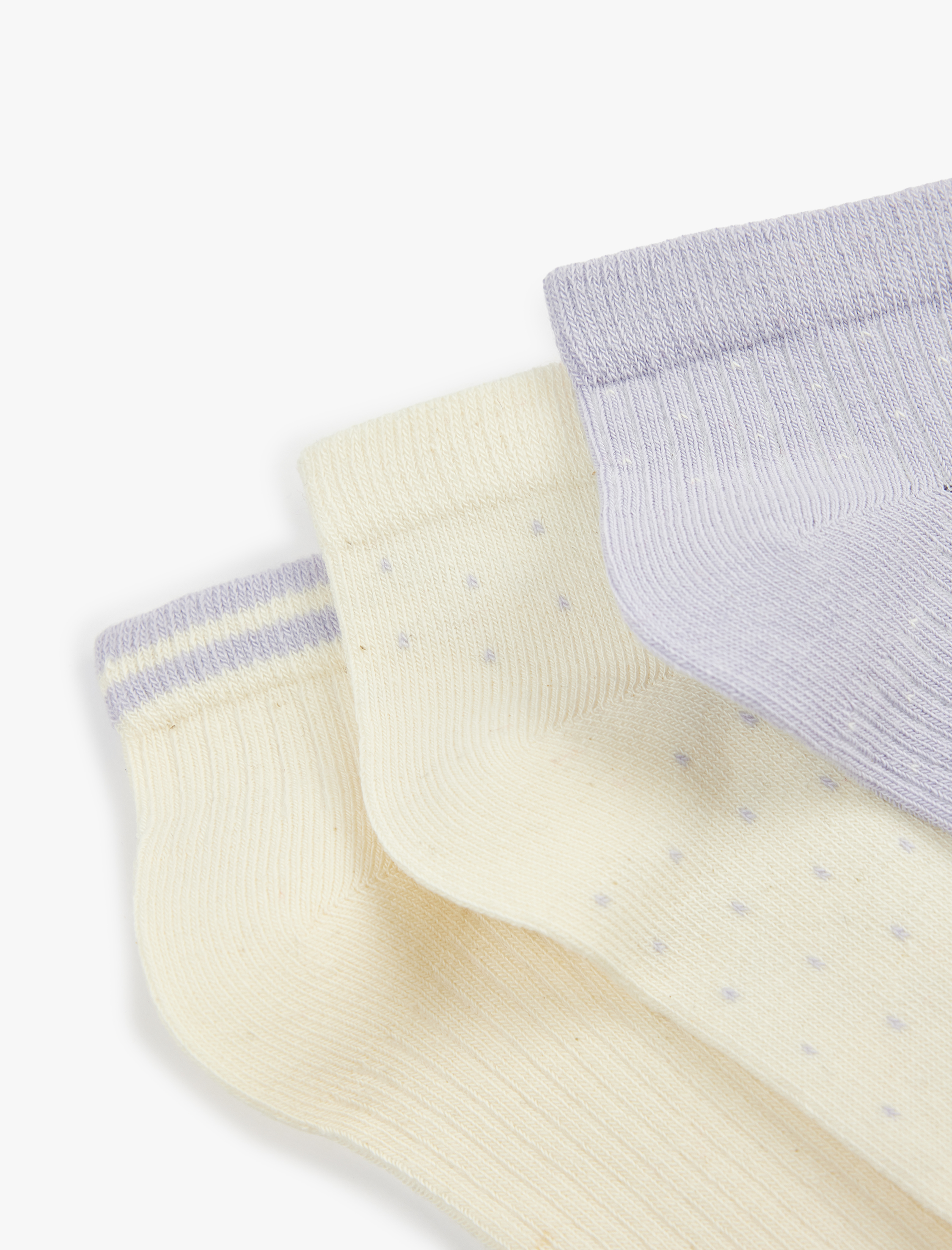  Kadın Puantiyeli Pamuklu 3'lü Patik Çorap Seti