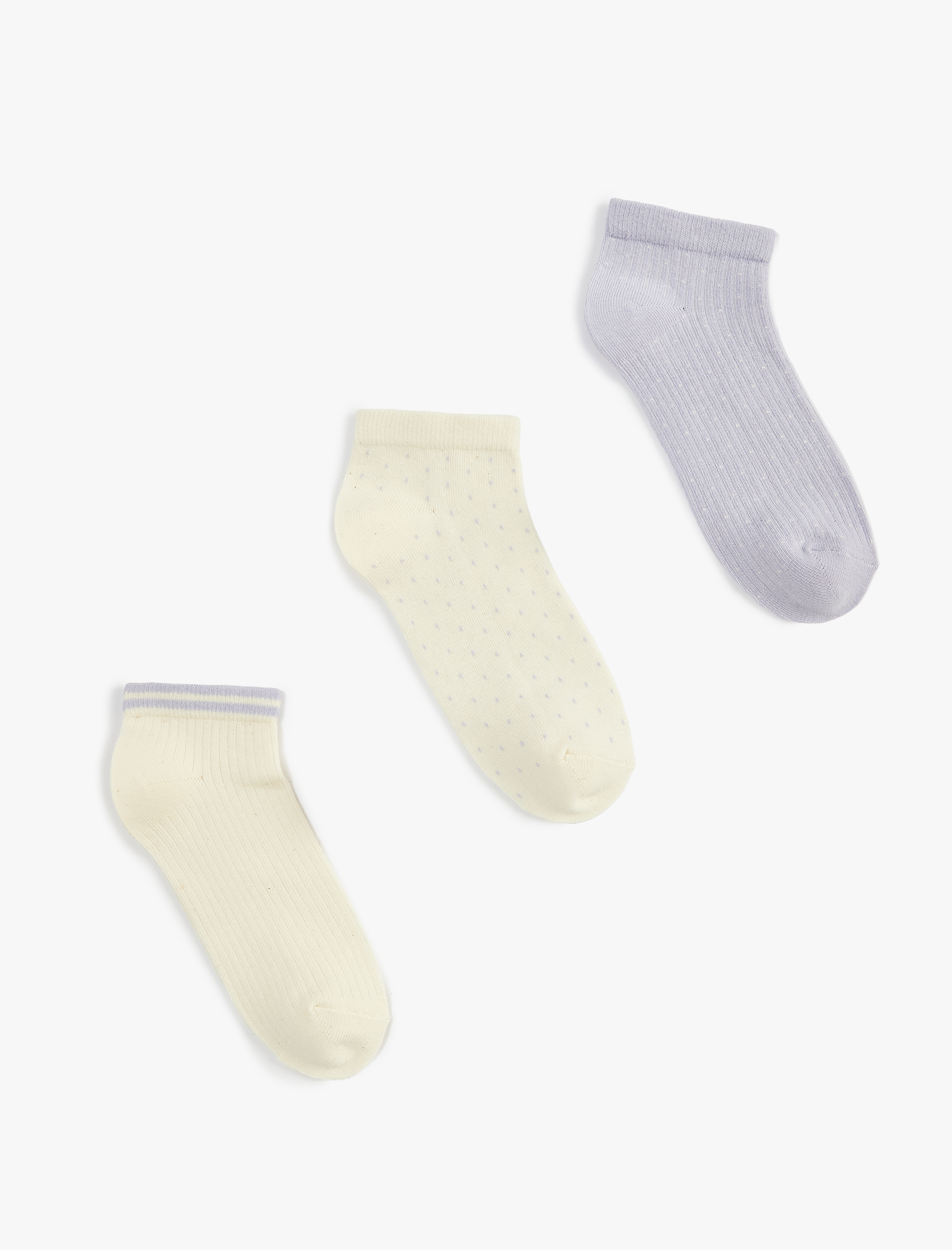  Kadın Puantiyeli Pamuklu 3'lü Patik Çorap Seti