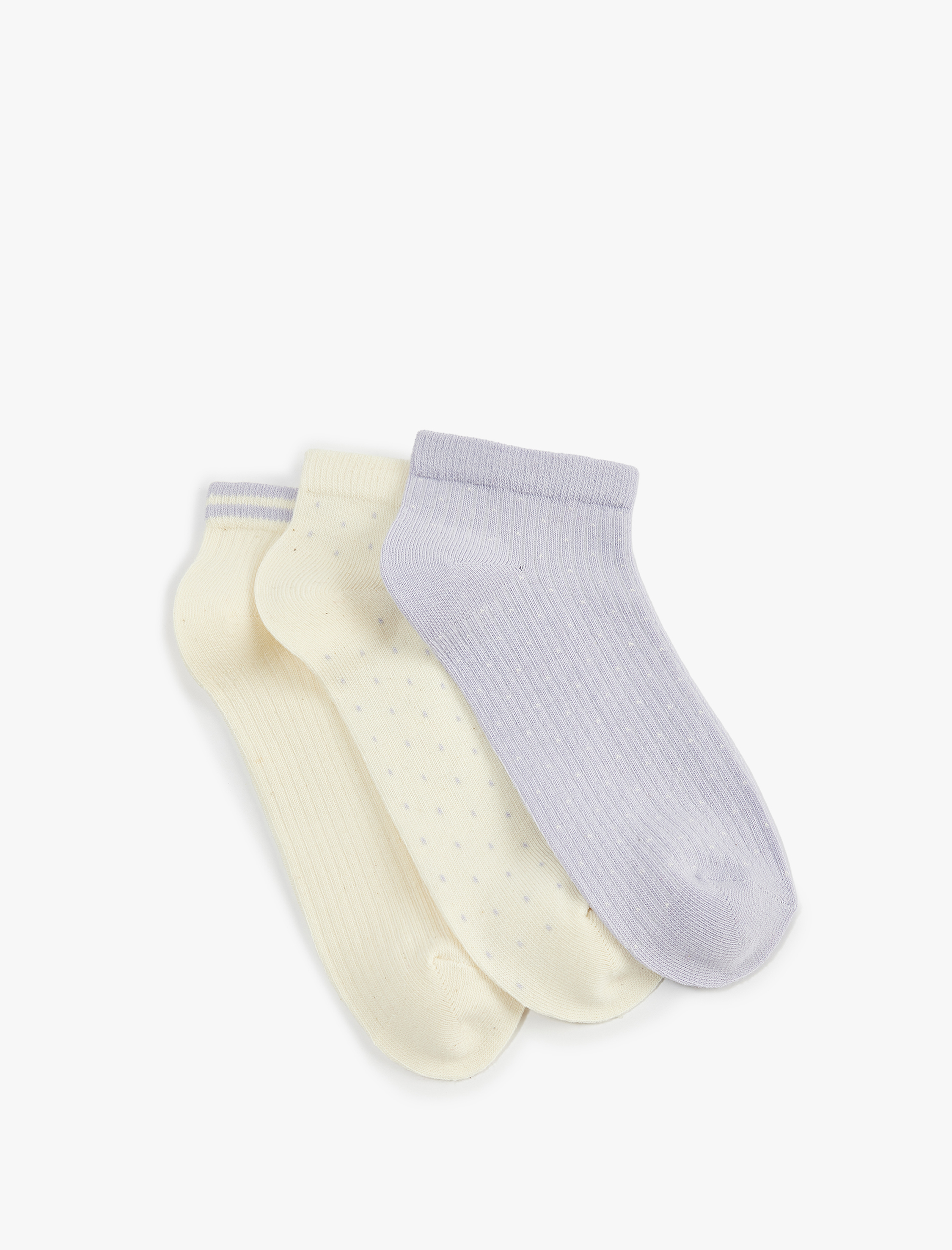  Kadın Puantiyeli Pamuklu 3'lü Patik Çorap Seti