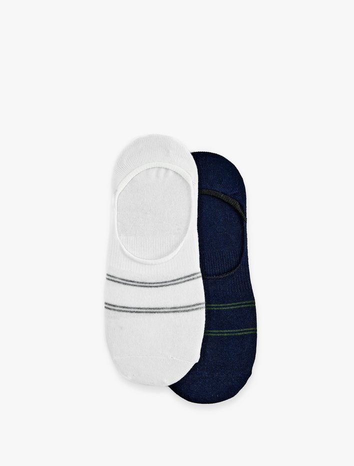 Erkek Pamuklu Çizgili 2'li Spor Çorabı Seti