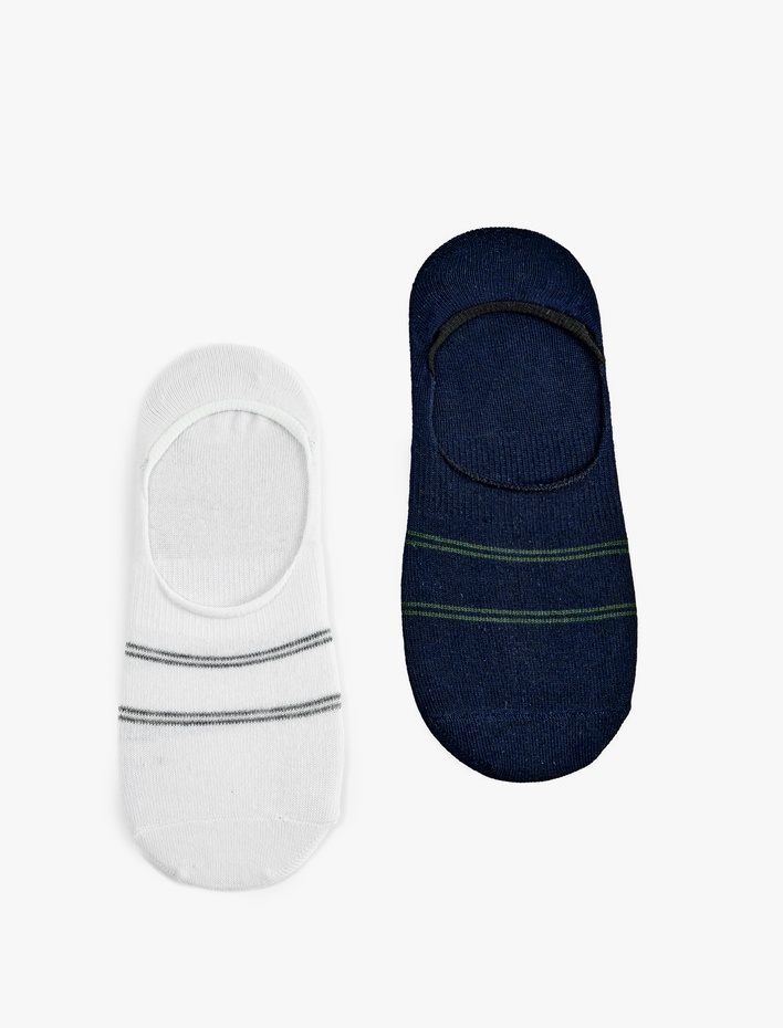 Erkek Pamuklu Çizgili 2'li Spor Çorabı Seti